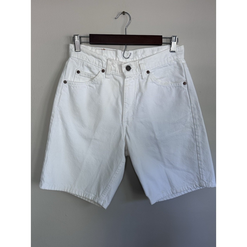 Vintage 1995 Levis Shorts TAG 30 (ACTUAL 29) White Denim Orange Tab Made in USA